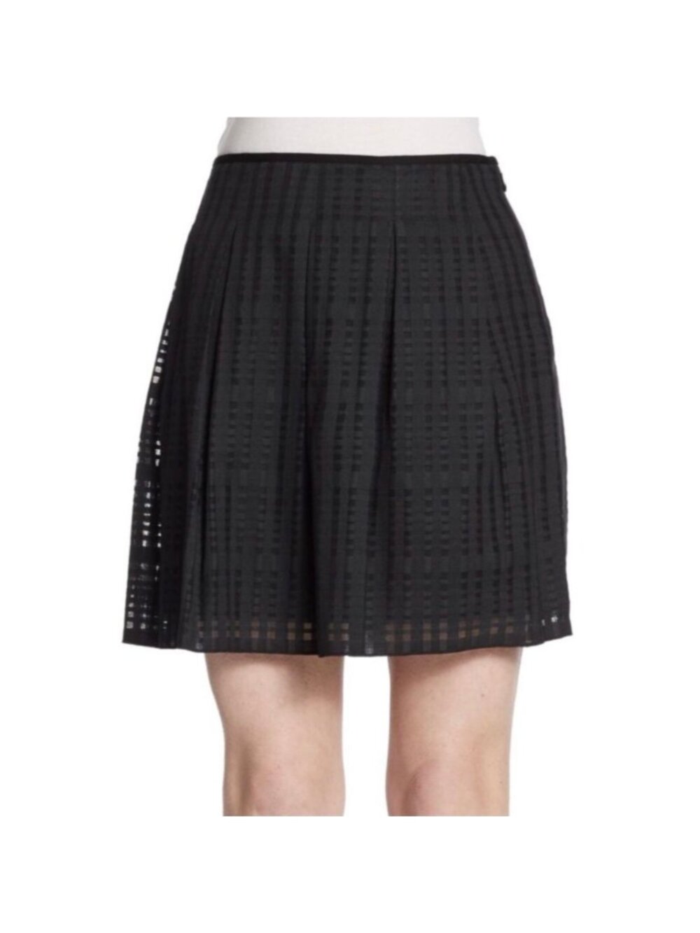 NWT Vince black checked pleated skirt 12